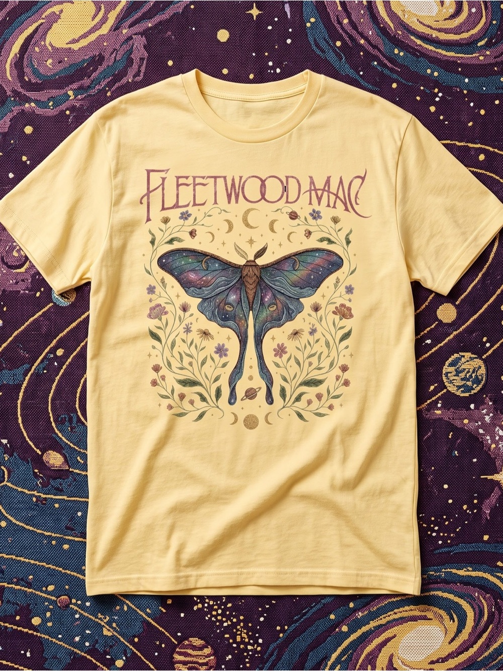 Gildan Yellow Fleetwood Mac Moth Graphic Tee
